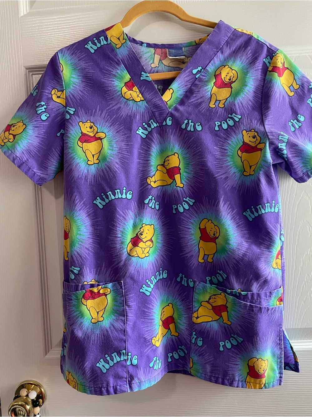 Disney Purple Winnie the Pooh Scrub Top